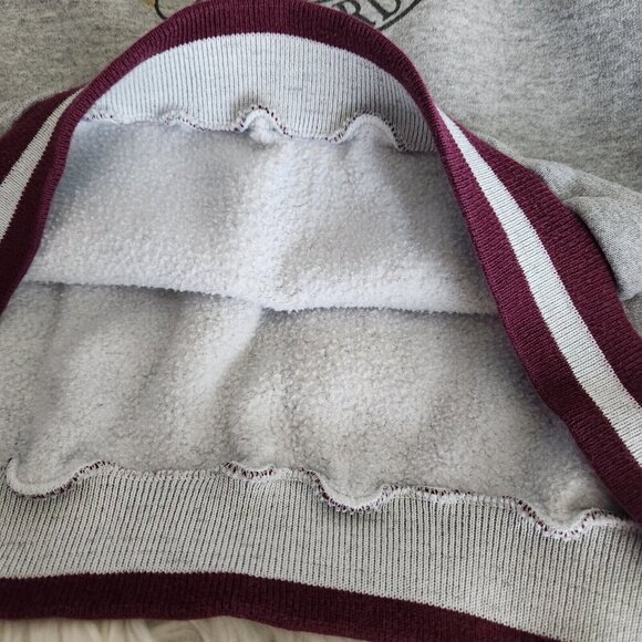 vtg HARVARD Sweatshirt Fleece Hoddie Knit Rib Waistband Cuff Neck bands Striped - Picture 11 of 13